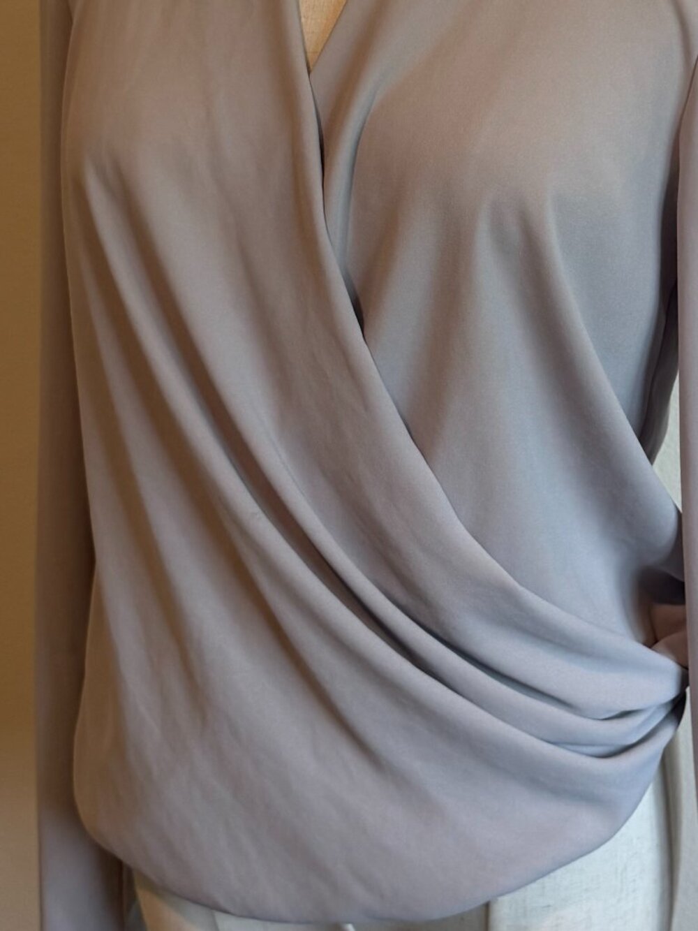 Ro & De Gray Faux Wrap Drapey Blouse | Minimalist Quiet Luxury - S - Picture 6 of 13